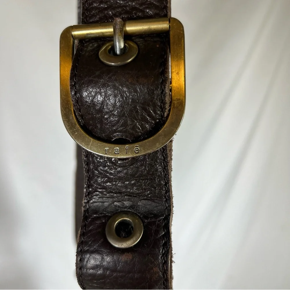 Rafe New York Distressed Pebbled Leather Studded Brown Crossbody Shoulder Bag - Picture 7 of 16